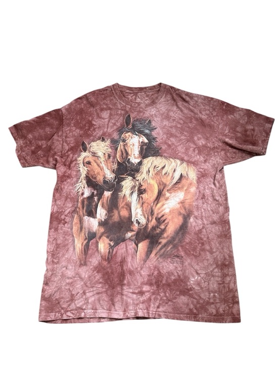The Mountain Other - The Mountain Wild Horses Tie Dye T Shirt 2XL Red Graphic Tee